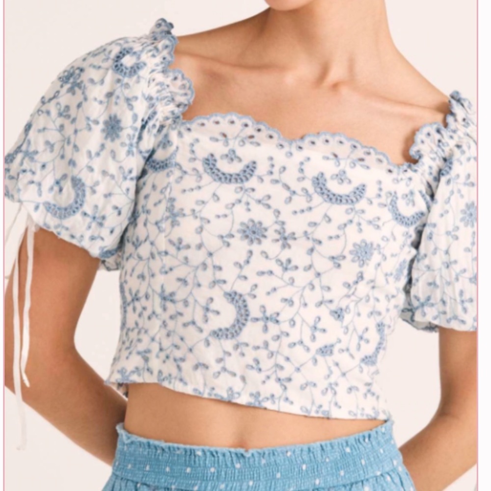 Adorable LoveShackFancy Melina Top- Ivory ShoresIn